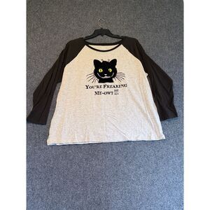 Way to‎ Celebrate 2X Halloween Cat Raglan Tee "You're Freaking Me-owt" Shirt